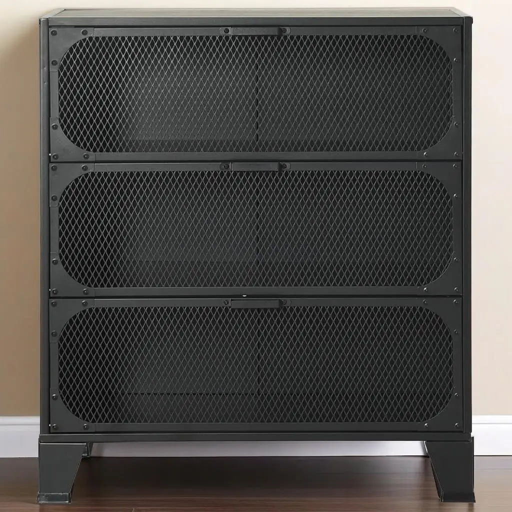 Stylish Gray Storage Cabinet - 28.3x14.2x32.3 Durable Metal & Organizer