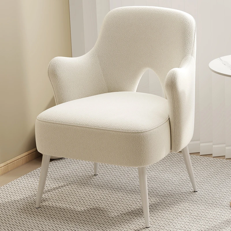 INS كريم كرسي غرفة المعيشة أريكة واحدة مقهى قاعة كراسي أنيقة صوف الضأن تصميم مسند الظهر كرسي ماكياج الأثاث الشمال