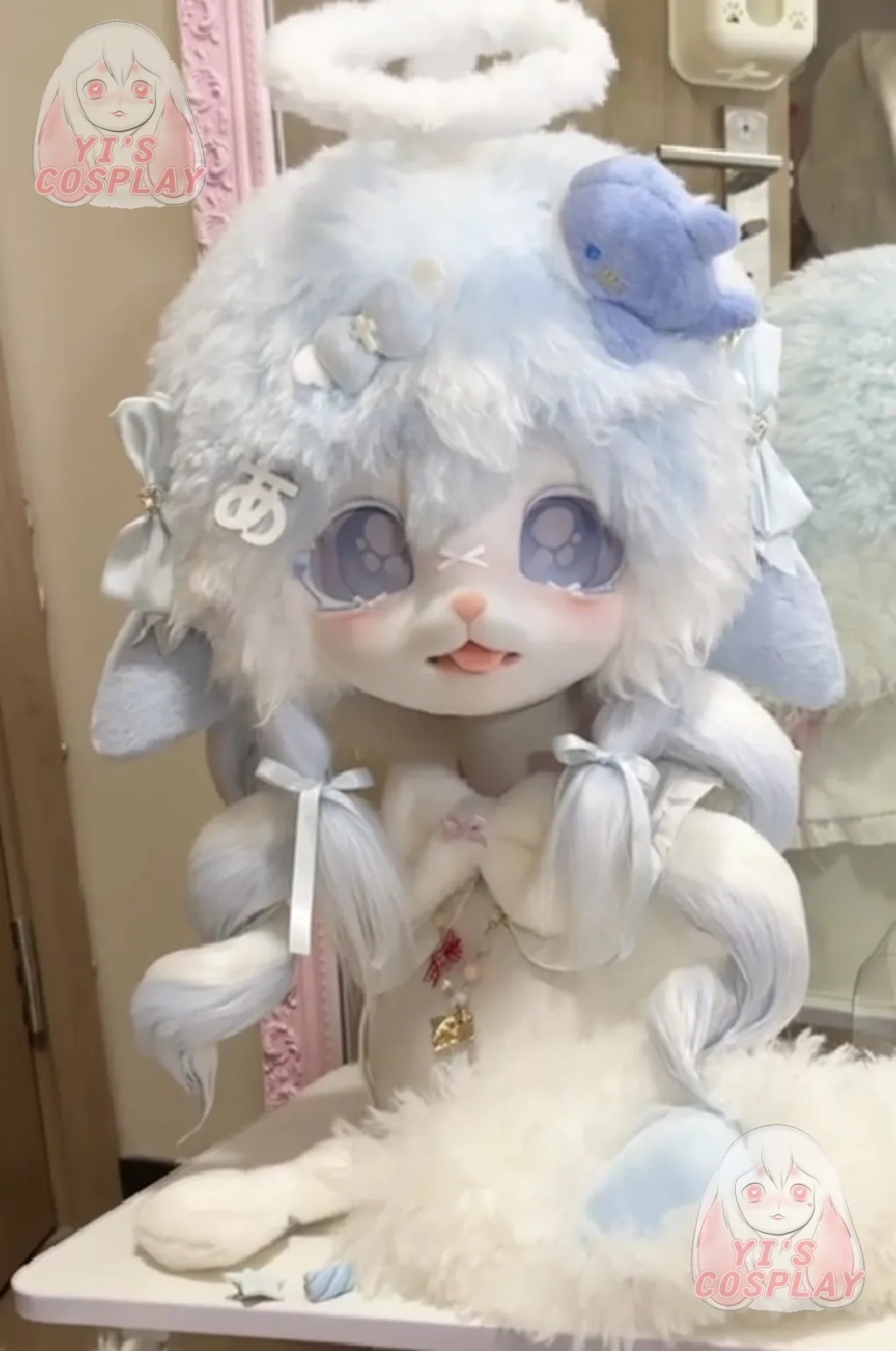 

Yis косплей на заказ пушистая голова голова кигуруми косплей Kemono Fursuit гарнитуры ручной работы Beast индивидуальный меховой костюм Kemono голова