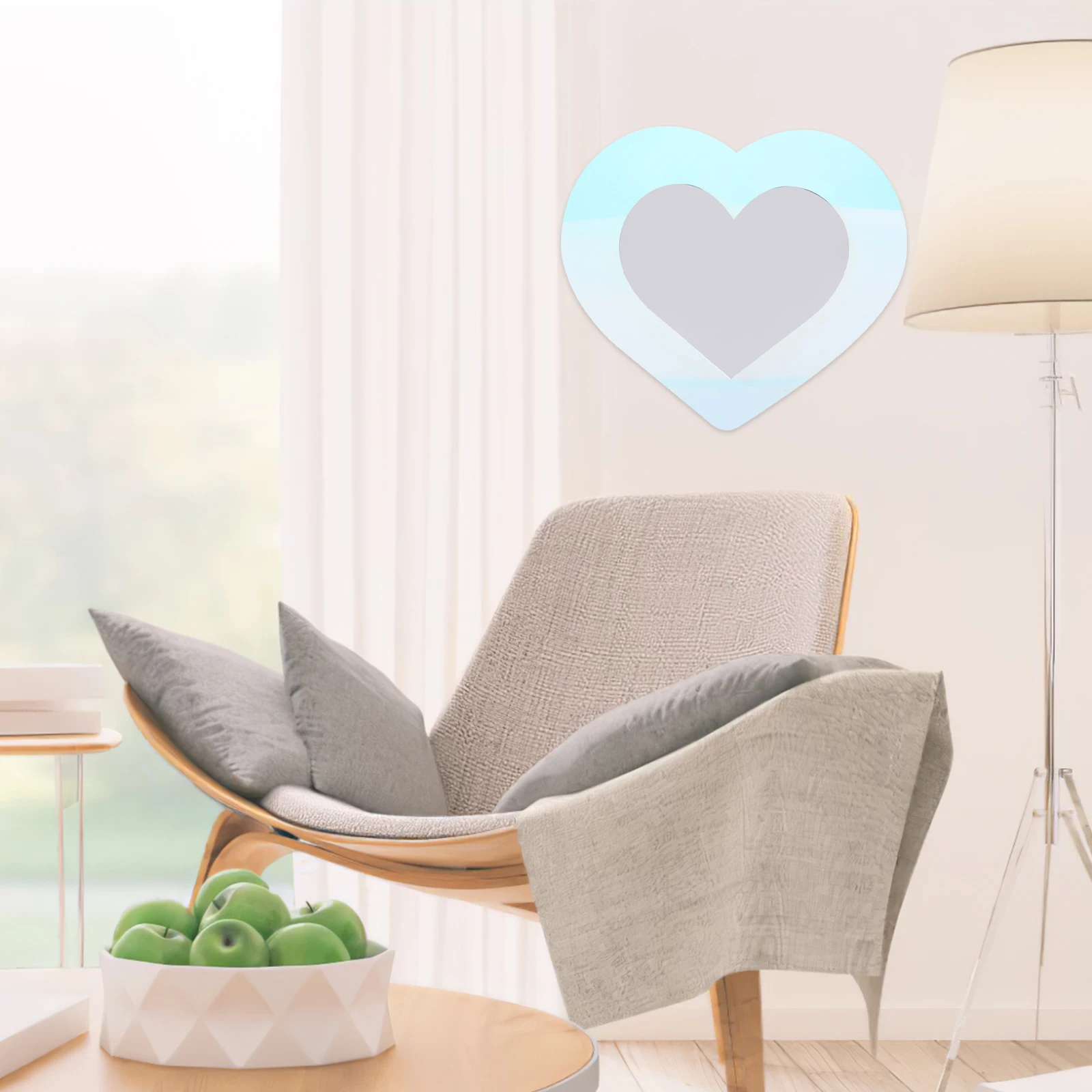 

Acrylic Heart Mirror Wall Decor for Living Room Bathroom Bedroom Entrance Hall Walkway Modern Style Household Mirror Panel