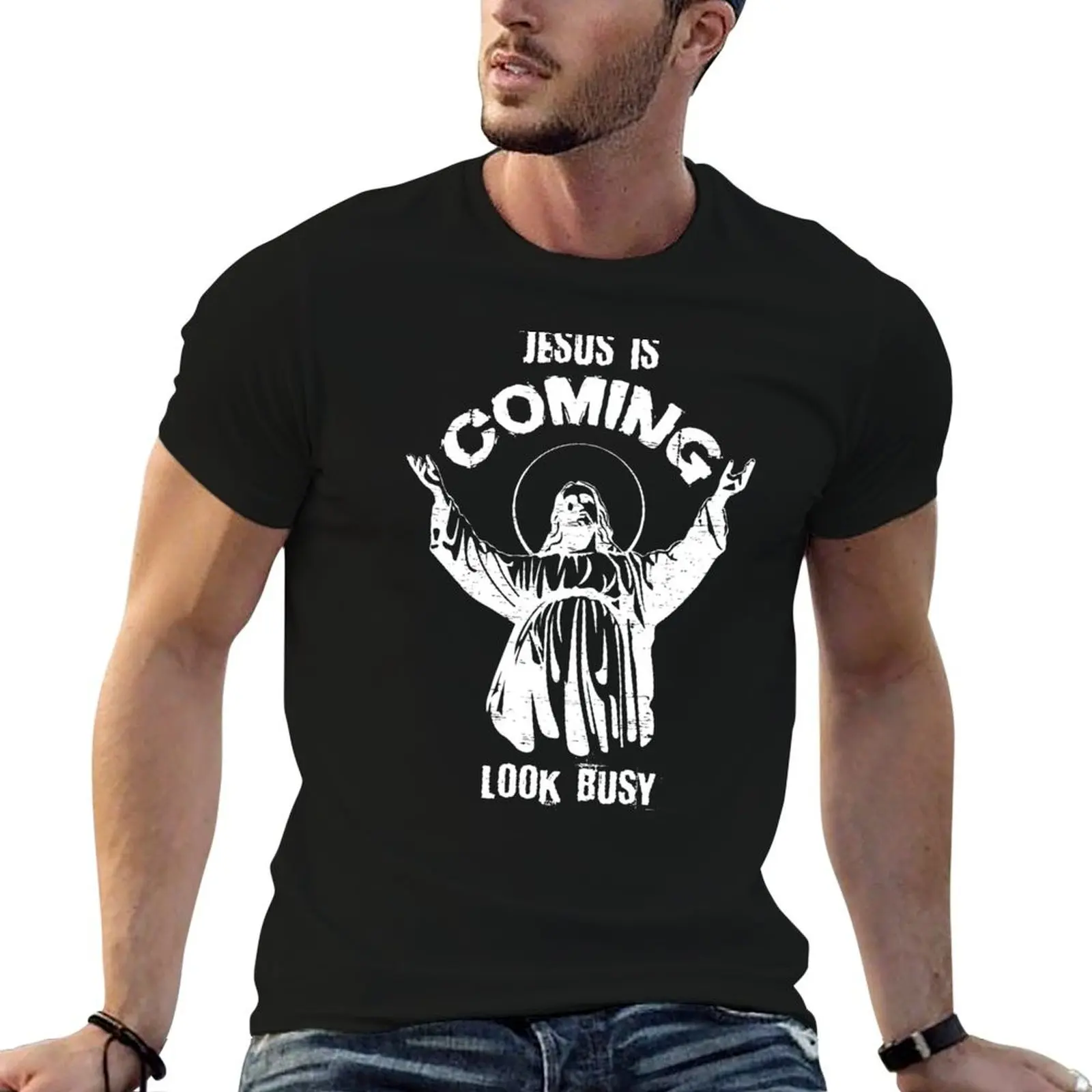 

Jesus Is Coming Look Busy Christus Funny Easter Resurrection God Savior Bible Humor Gift Idea (white version) T-Shirt