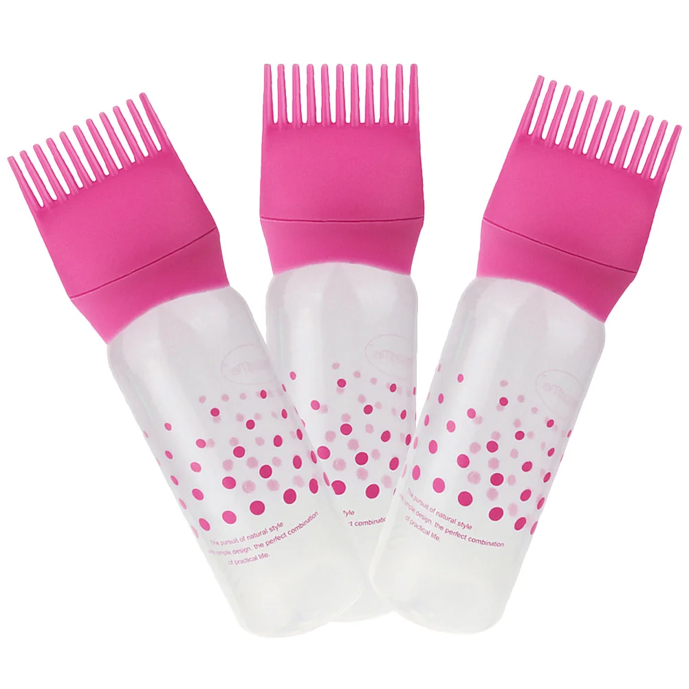 3pcs Bottle Root Comb Applicator With Scale For Hair Coloring Dyeing Oiling Easy Squeeze One Hand Use Hair Coloring