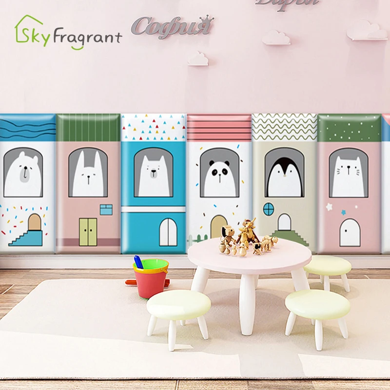 Tatami Bedside 3D Soft Pack Wall Stickers For Kids Rooms Self Adhesive Anti-collision Bedroom Wall Decoration Skirting Sticker