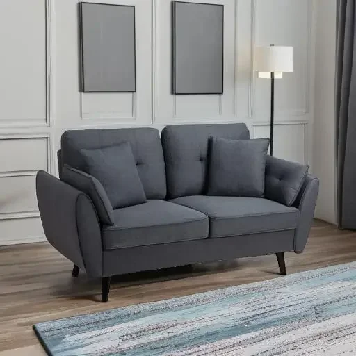 Sofá moderno Loveseat sofá, meados do século sofás para sala de estar, estofados 2 assentos de amor com travesseiro, 63"