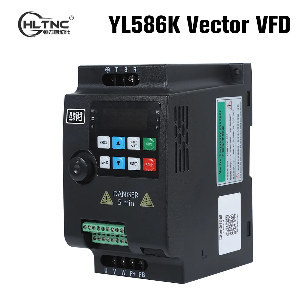 

HLTNC 110V 220V 380V Current Adjust YL586K 0.75KW 1.5KW 2.2KW Vector VFD Inverter For CNC Engraver Milling Spindle Control