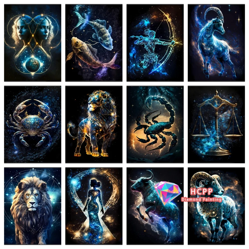 Zodiac Star Sign Diamond Painting Kit Square Round Diamond 5D DIY Mosaic Handmade Art Unique Exquisite Gift Crafts Home Decor