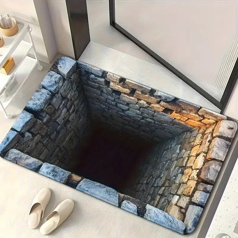 Optical Illusion Rug Vortex Design Doormat Non-Slip Washable Rug Kitchen Floor Mat Home Living Room and Bathroom Decor Carpet