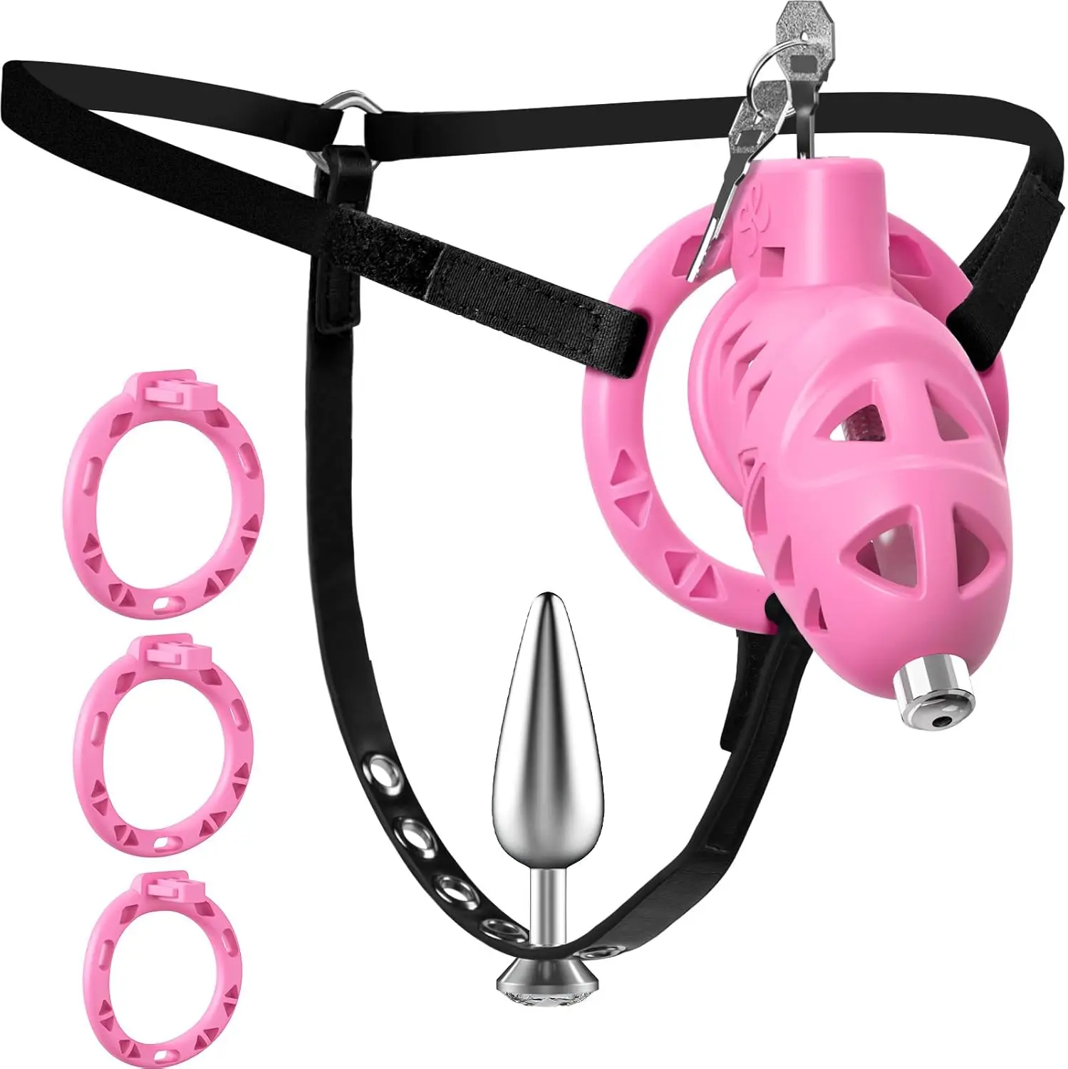 Male Chastity Cock Cage with Anal Butt Plugs Adjustable chastity belt in 3 sizes Penis Cage BDSM Bondage Adult Sex Toys For Man