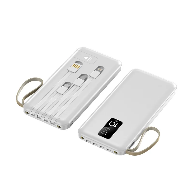 باور بانك 20000 مللي أمبير في الساعة مدمج في كابل شاحن محمول قابل للإزالة وبطارية خارجية وشحن سريع باور بانك لهاتف آيفون وشاومي