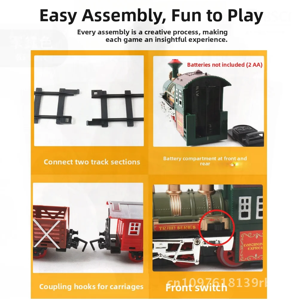 Electric Rail Car Toy for Kids Simulation Christmas Train with Music & Lighting Features Unisex Plastic Model for Children Aged