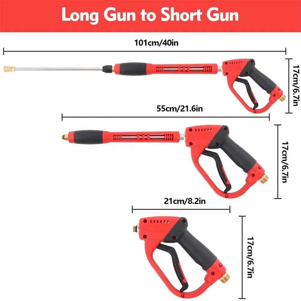 5000PSI High Pressure Washer Gun Extension Wand Power Washer Lance Spray Gun 5 Nozzle Window Cleaner