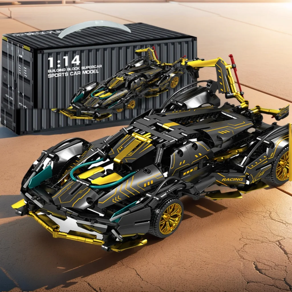 Juegos de construcción de automóviles deportivos V12, modelo para adultos y kit de construcción de automóviles de modelos coleccionables para deportes de carreras, juguete de construcción 1:14 para niños