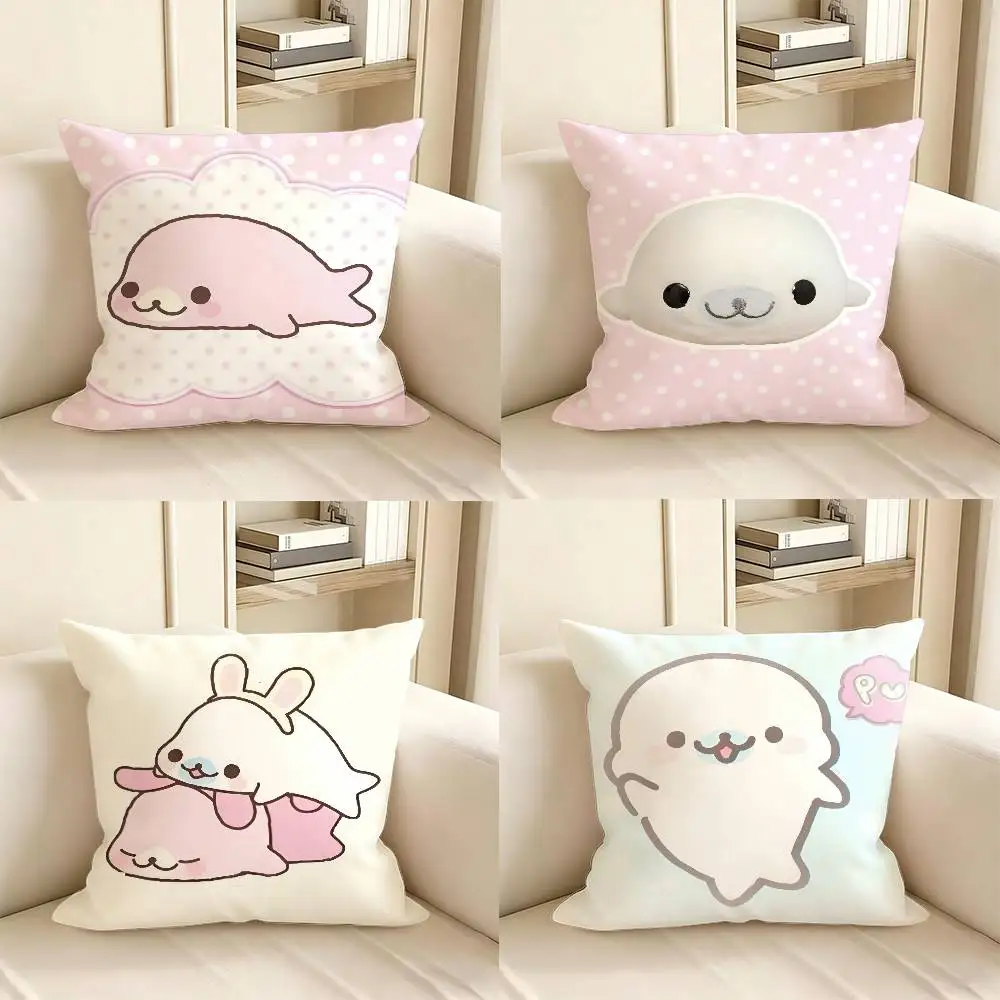 1pc CUTE M-Mamegoma Seal Pillow Case Fashion Square Pillowcase Bedroom Sofa Room Ins Decoration Leisure