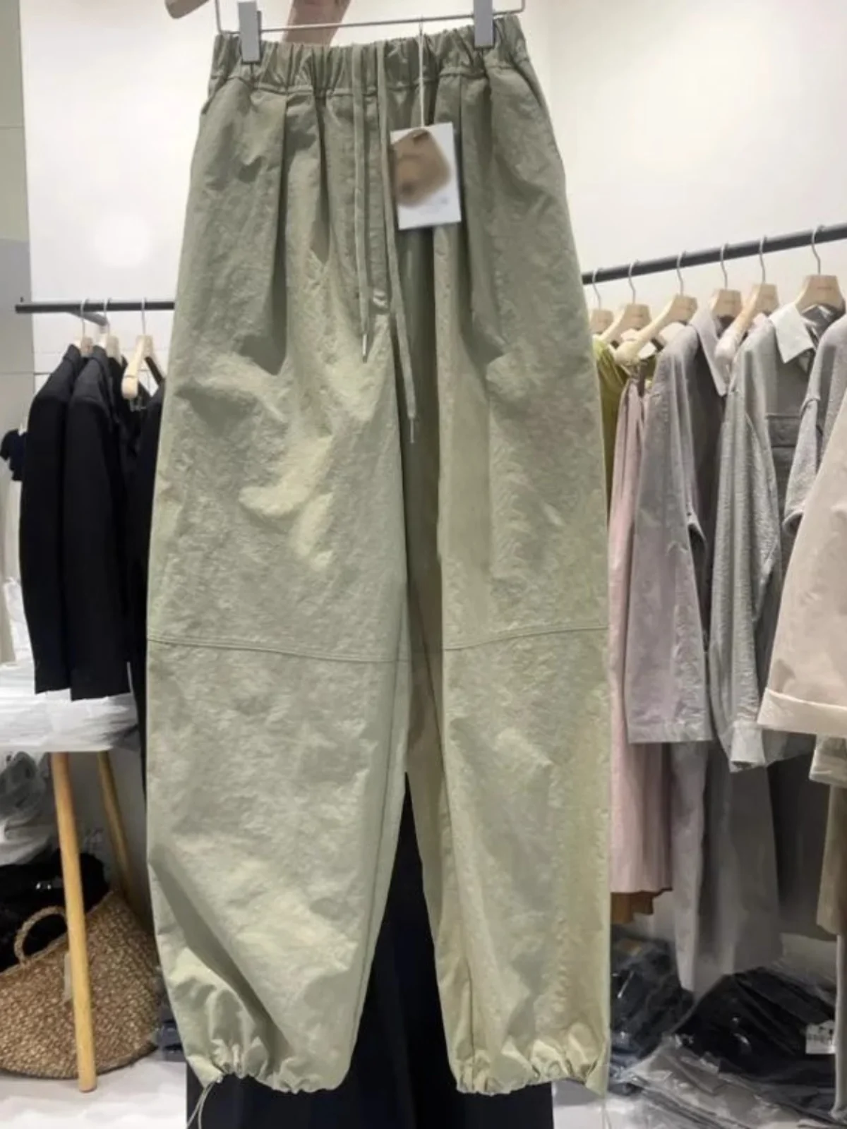 

Модные свободные женские брюки-карго с высокой талией, на шнурке, с эластичным поясом, повседневные брюки, осенняя новинка, Dongda Gate