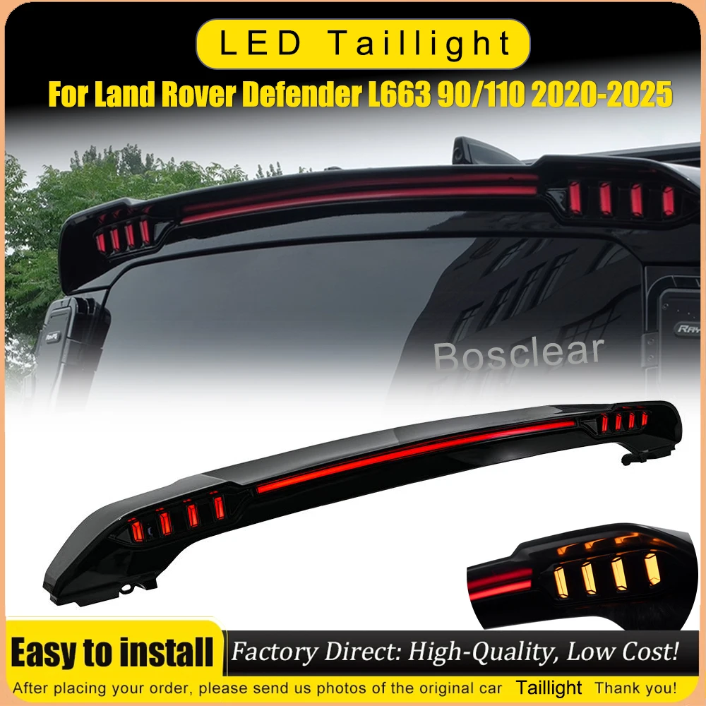 

Spoiler with Light for Land Rover Defender L663 90 110 2020-2025 Spoiler Dynamic Turning Light Exterior Decoration Accessories