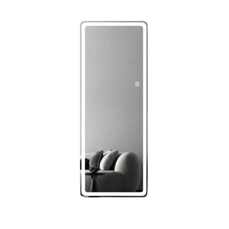 Frameless Full Length Mirror with LED Light Smart Touch Wall Mounted Body Mirror for Clothing Store Barber Shop Entrance