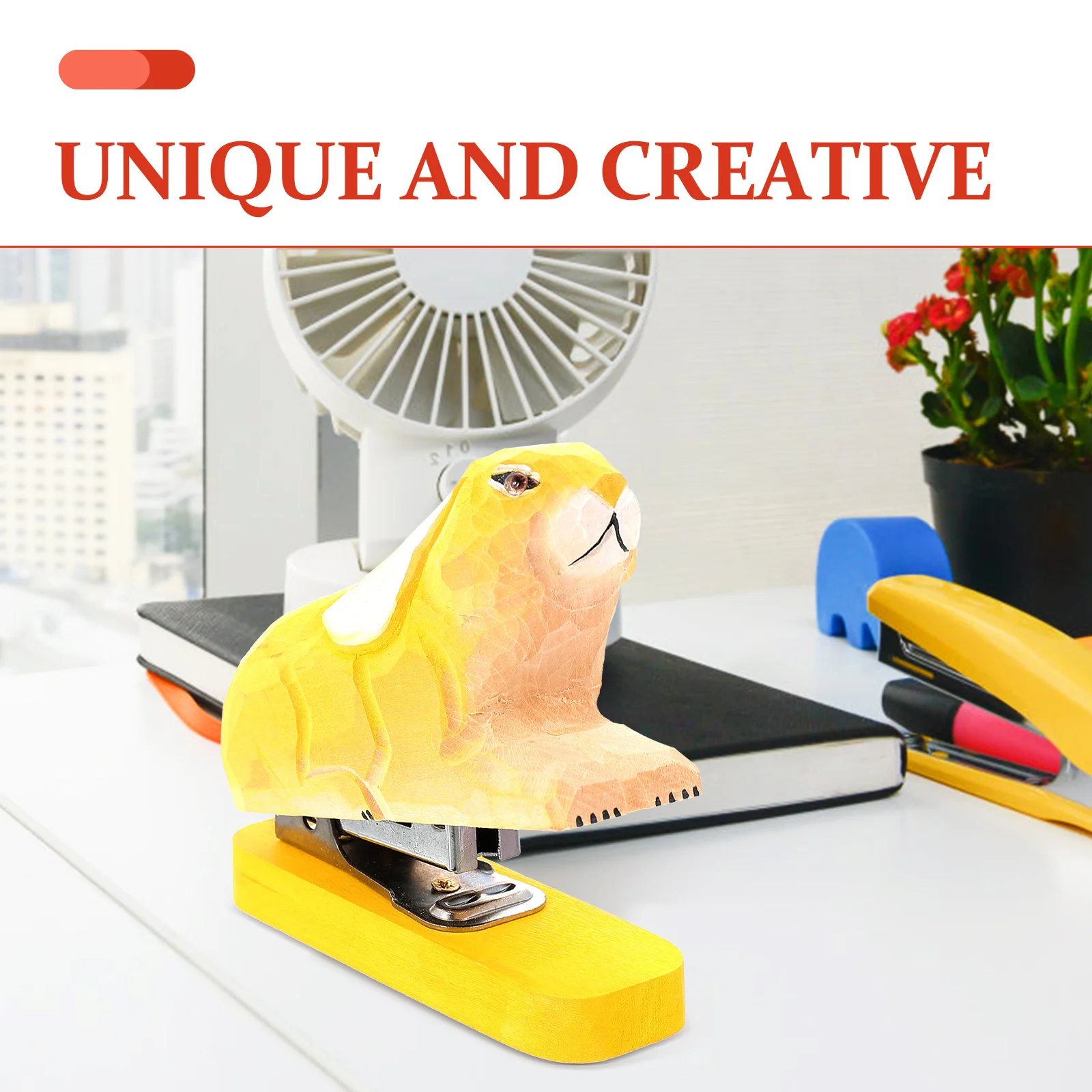 

Exquisite Animal Sculpture Stapler Wooden Frame Iron Durability Functional Paper Fastener for Office Desk Organization School