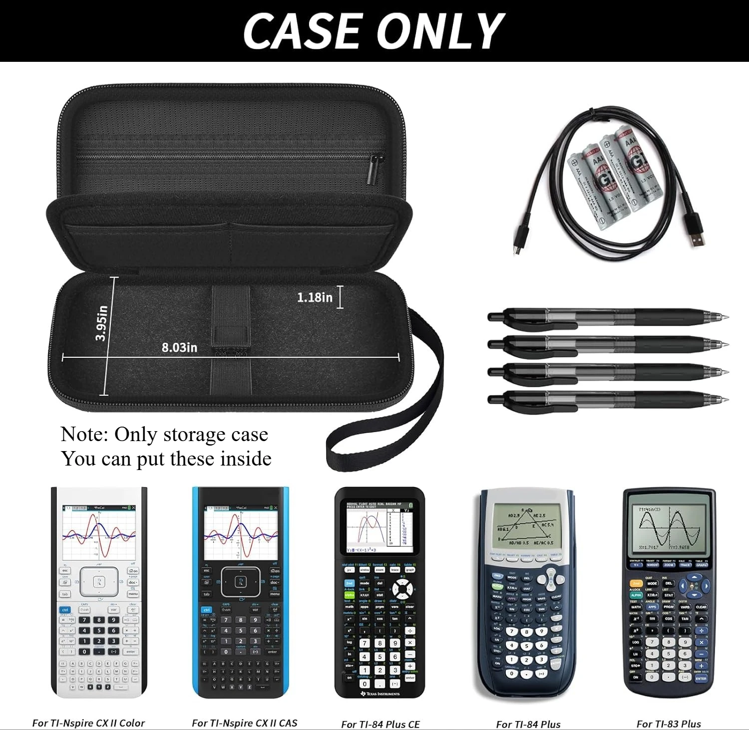 Carrying Case for Texas Instruments TI-84 Plus CE/TI-84 Plus/TI-83 Plus CE/TI-83 Plus Color Graphing Calculator, Graphic Calcula