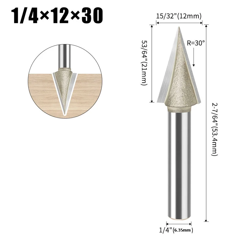 1pc Router Bit 30 Degree 3D V-Shaped Engraving Router Bit For Engraving Cutter Trimming Machine Router Alloy Blades Parts