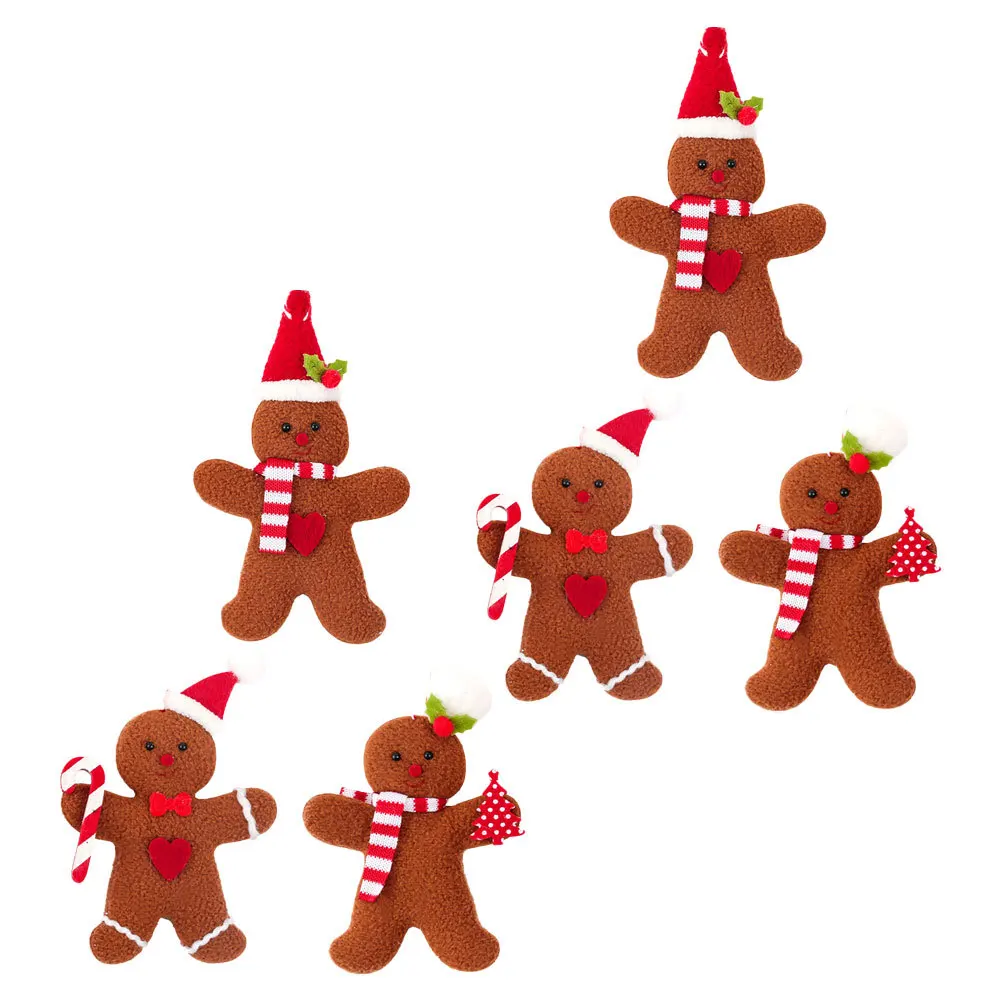 

6Pcs Gingerbread Man Hanging Ornaments Christmas Tree Decorations Realistic Holiday Home Decor Wrapping Miniature Figures