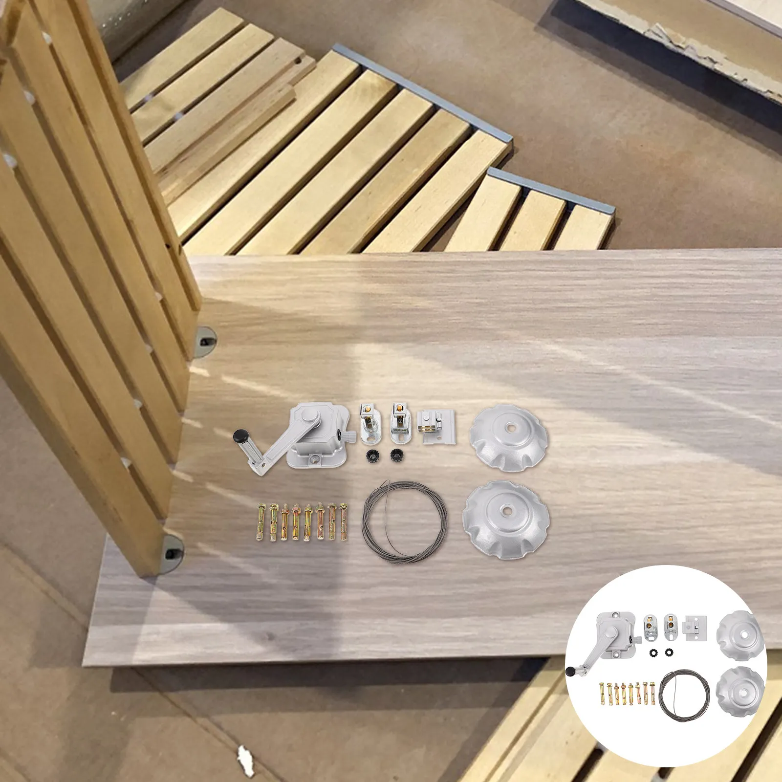

1Set Ceiling Pulley Dryer Accessories Hand Crank Retractable Aluminum Alloy Ceiling Drying Rack Space Saving Balcony Laundry