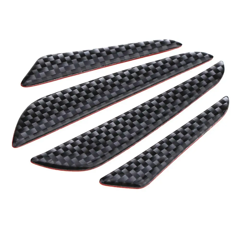 4Pcs/Set Car Door Edge Guard Carbon Fiber Trim Molding Protection Strip Anti-collision Scratch Protector Black Crash Sticker