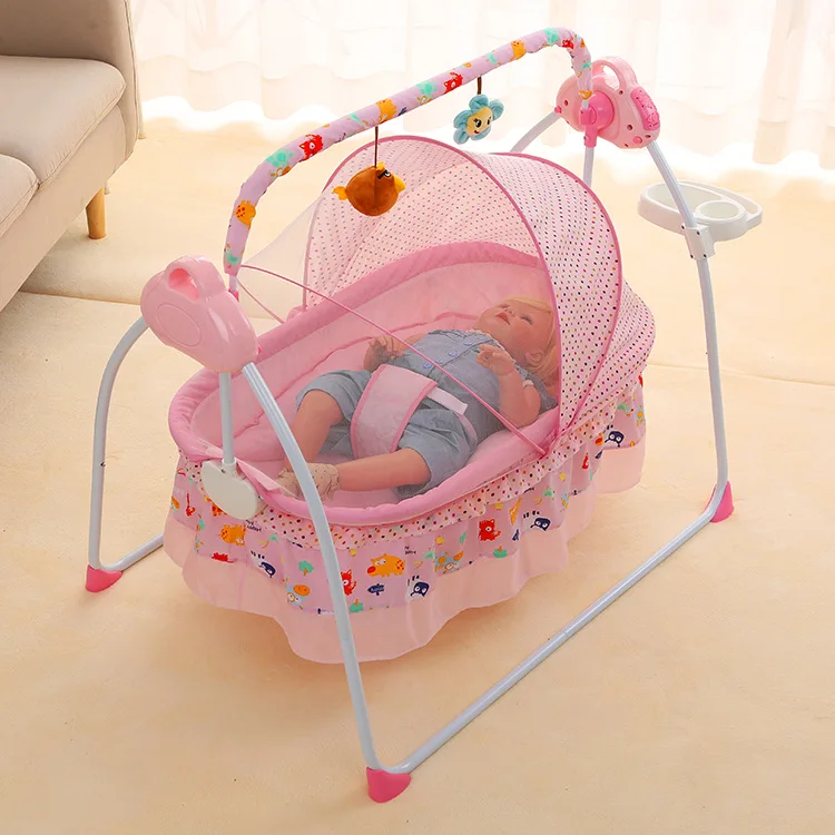 Baby Electric Bassinet Bed Rocking Chair Intelligent Crib Simple Folding Supplies Children's Bed Large Space Smart Rocking Chair