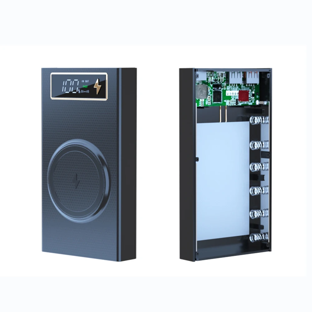 אלחוטי 6*18650 במקרה סוללה בנק כוח 12v pd usb c USB טעינה מהירה אלחוטית פגז 18650 מטען סוללה עבור iPhone 14