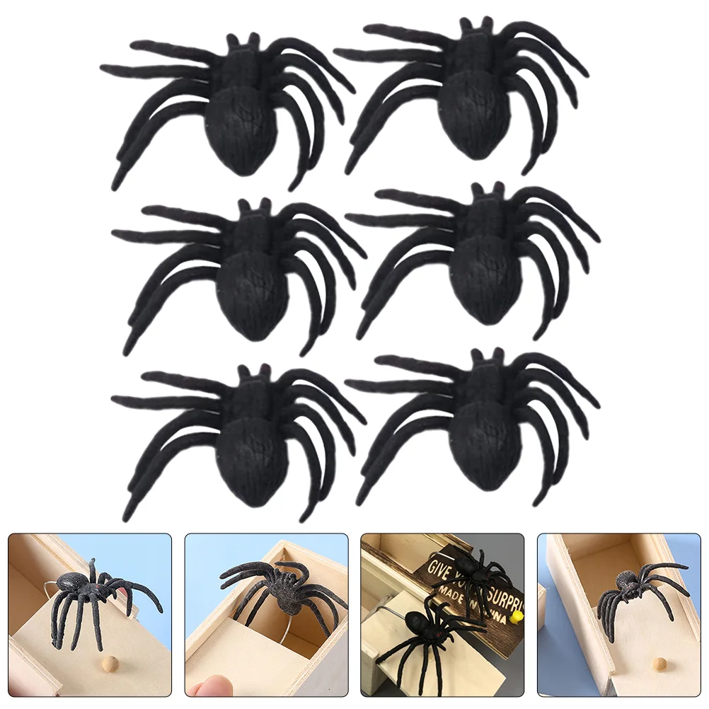 Ornamentos de aranha, suprimentos para cenas de Halloween, borracha macia, aranhas realistas, brinquedos, decoração