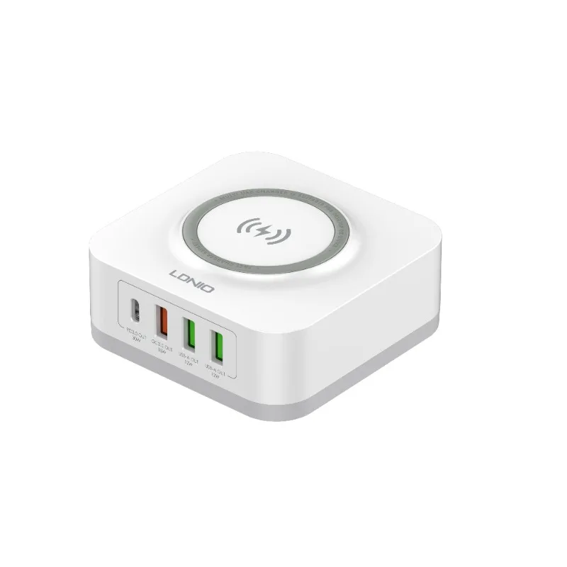 32W Desktop Cargadores 4 Ports QC3.0 PD USB Mobile Charger Adapter Wireless Portable Cell Phone Charger
