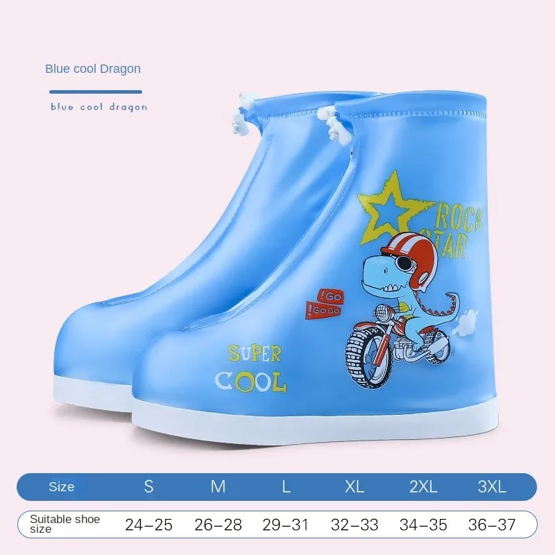 Child Student Shoe Cover Kid Rain Boot Cover Cartoon Rainproof Waterproof Non-slip Outdoor Snow Boot Cover with Thickened Soles