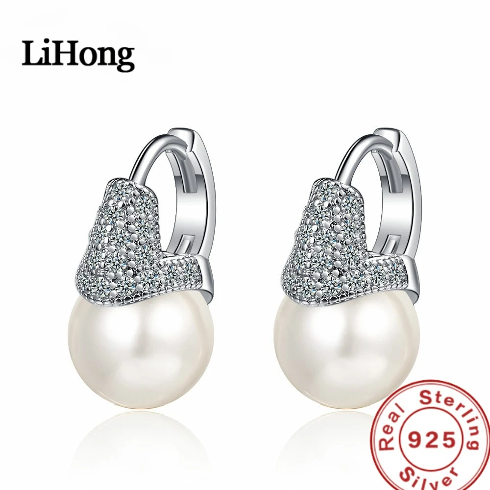 New 925 sterling silver earrings zircon pearl 18K gold electroplated earrings for women party engagement jewelry gifts  weight