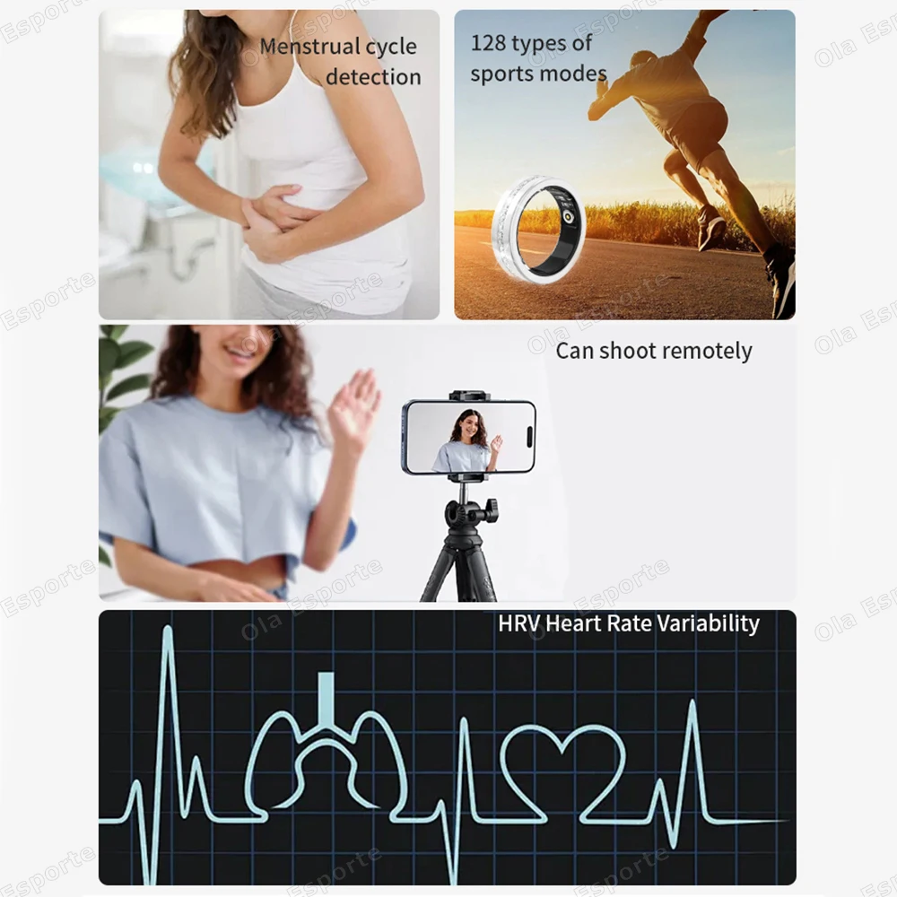 2025 neue Smart Ring Dame Herzfrequenz Schlaf Gesundheit Monitor Menstruationszyklus erkennung IP68 Wasserdicht Mode Sport Ringe Frauen Männer