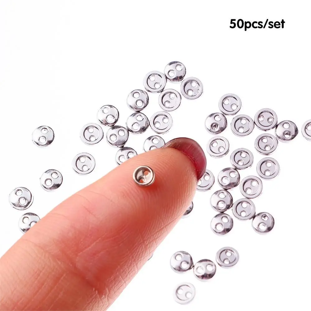 50pcs 3mm 4mm Handmade Doll For Cartoon Doll Clothes Mini Round Buttons Two Holes Buttons DIY Craft Clothing Sewing Accessories