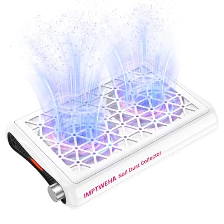 

Nail Dust Collector 1600PA with LED Display for Nail Salons/Home Use White Acrylic Nail Tool 30 Filter Papers