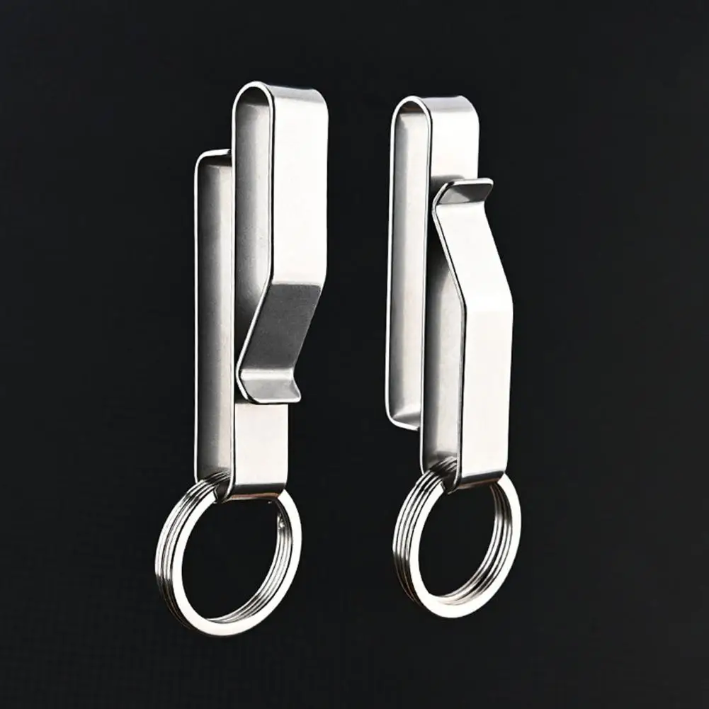 Waist Car Keychain Belt Loop Keychain Clip Double-sided Quick Release Anti-lost Stainless Steel Key Holder Detachable Key Ring