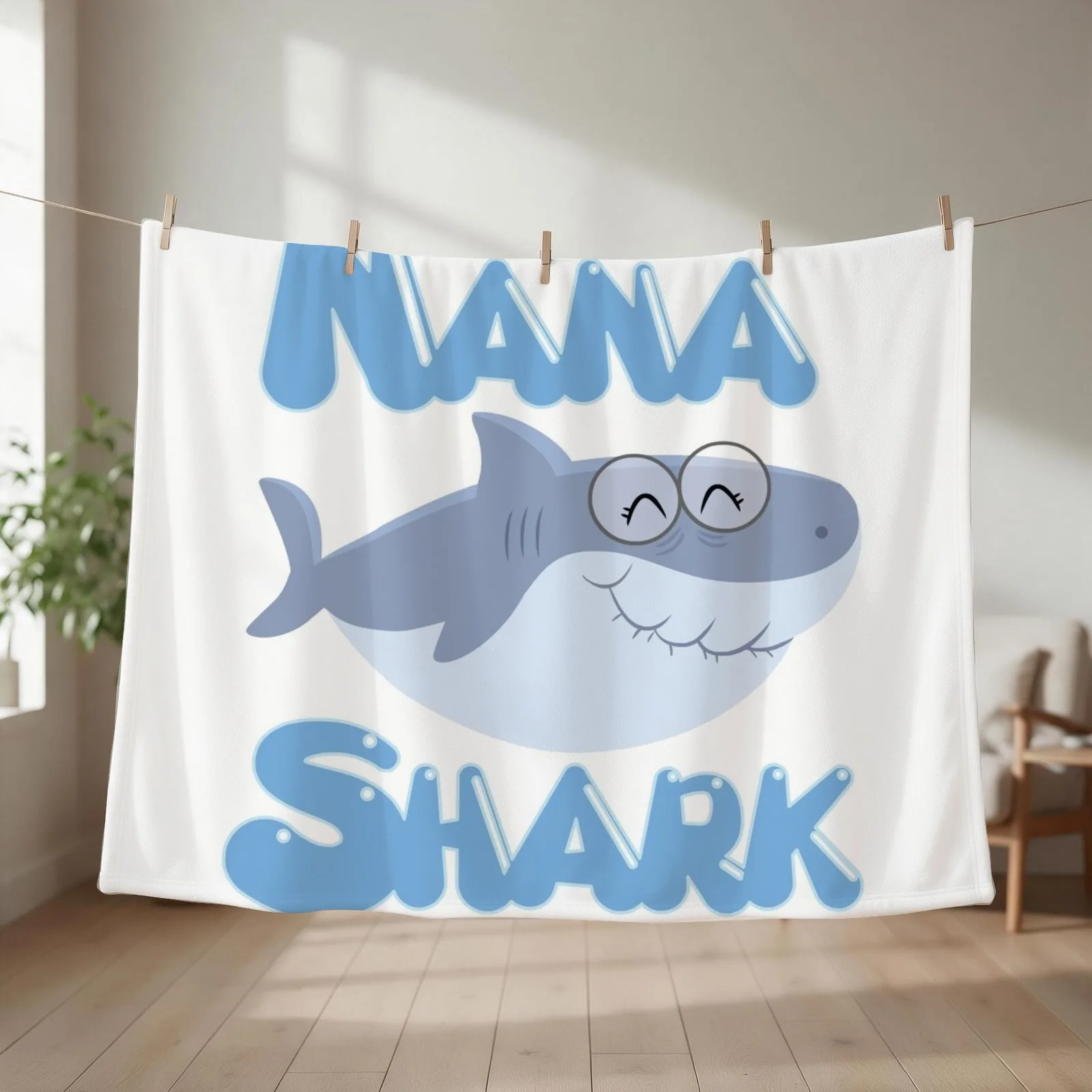 Nana Shark Throw Blanket couch cozy soft plush fuzzy picnic outdoor blanket