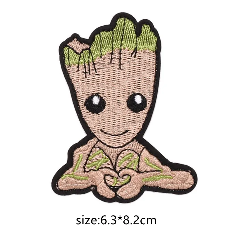 Groot Patch Iron On Embroidered Patches For Clothing thermoadhesive patches On Clothes Hippie Rock Biker Patch Sewing