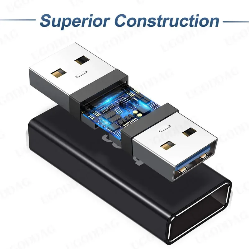 USB Female to Female Adapter USB 3.0 Male to Type A Male Cable Coupler for Connecting Two USB Male Ends Cord Extension Connector