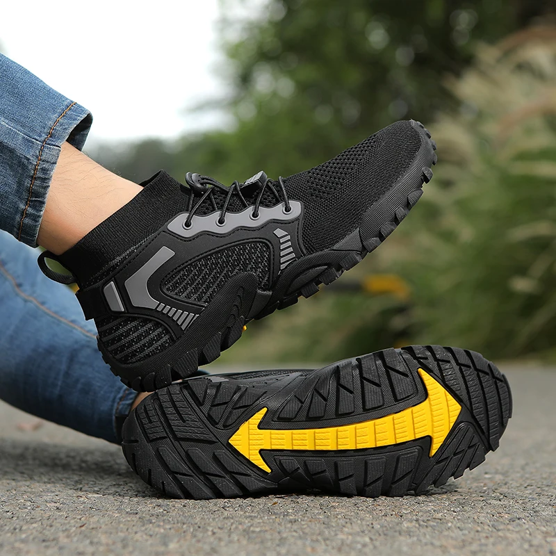 Big Size High Top Hiking Shoes Men 38-48 Breathable Mesh Outdoor Trekking Boots Non Slip  Trail Running Camping Sneakers