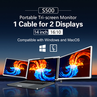 14 inches Laptop Expansion Screen FHD Portable Tri-screen Monitor with 1Cable for 2Displays for Windows, MacOS for 15-17.3 inc