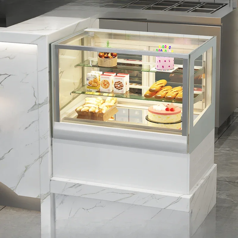 Cake desktop commercial dessert refrigerated display small milk tea shop fruit bar fresh-keeping cabinet air-cooled right angle