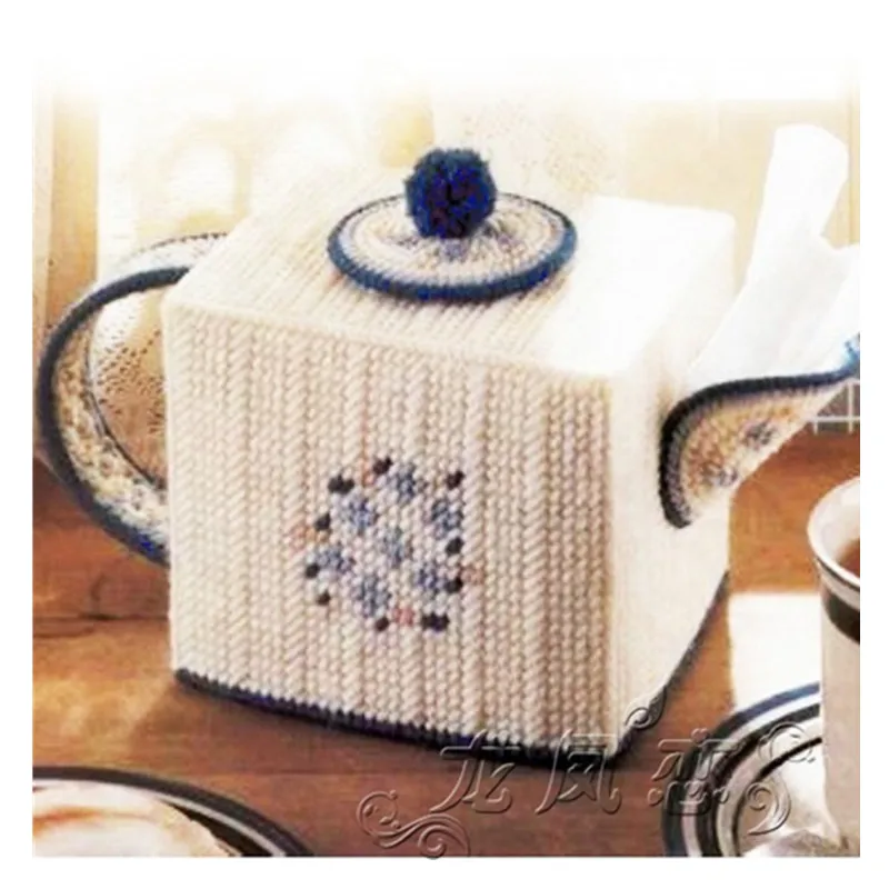 

12 см x 12 см x 14 см синий и белый фарфоровый чайник картонный набор для вышивания DIY набор для рукоделия ручной работы вязание крючком рукоделие