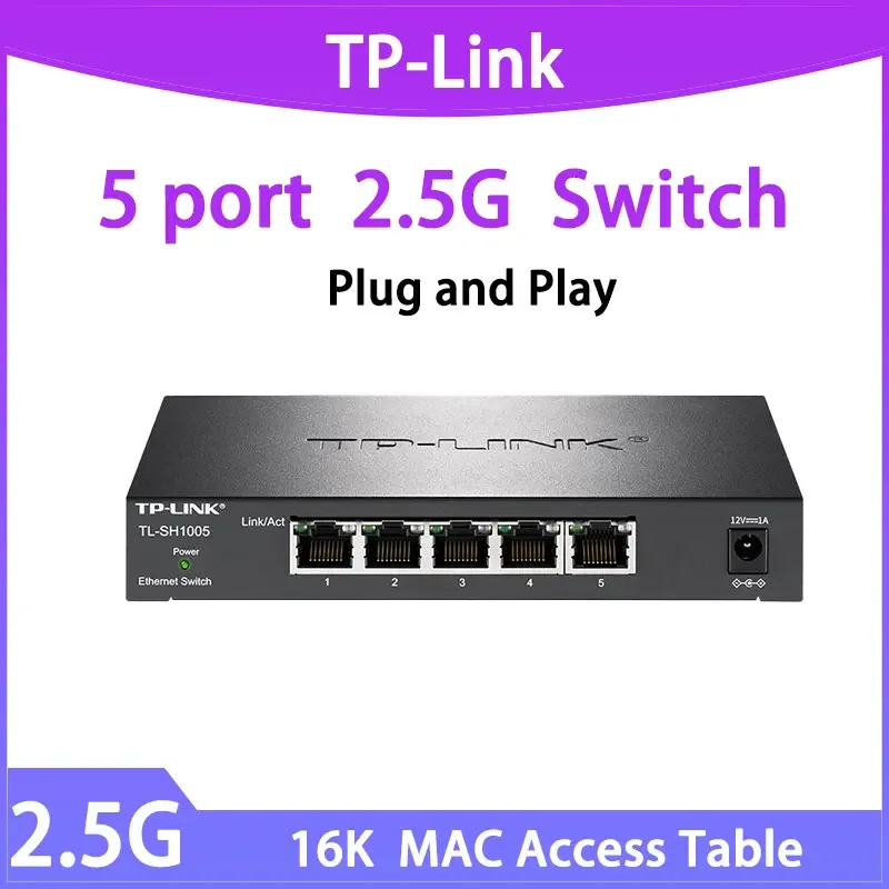 

Tp-link Switch 2500mbps 2.5g Switches 2.5gbps 2.5 Gigabit All 5*2.5gb Lan RJ45 Ethernet TL-SH1005 Plug and Play Asic Miner