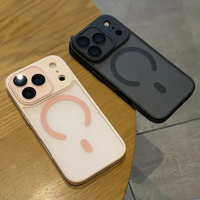 حافظة فاخرة مضادة للصدمات لهاتف آيفون 17 Air 16 15 14 Plus 13 12 11 17 Pro غطاء مغناطيسي لاسلكي شفاف غير لامع