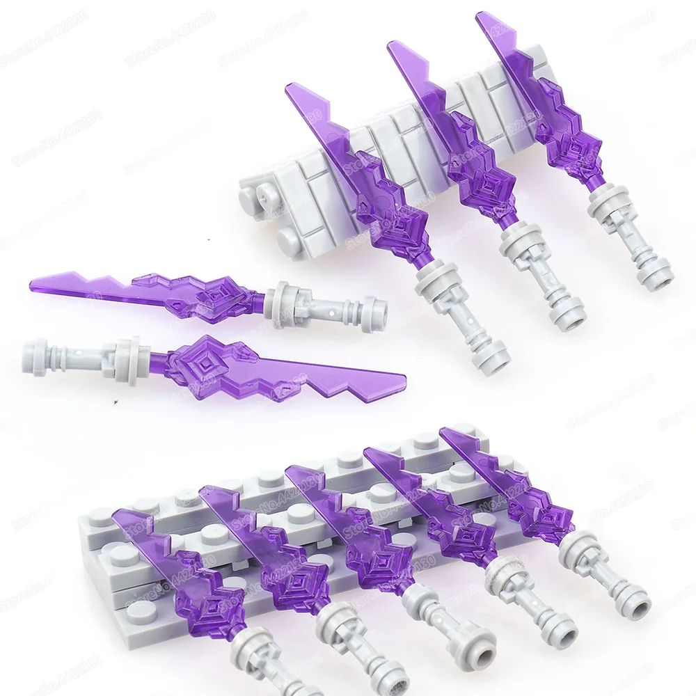 Warrior Purple Light Weapons Serrated Sword Building Block Moc Assemble War Figures Grandmaster Equipment Model Child Gifts Toys