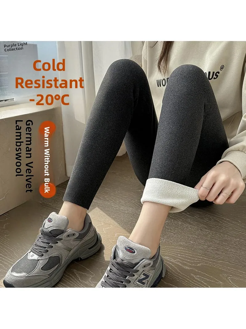 Women's Fce Lined High Waist Yoga Pants Autumn Winter Sle Warm Abdomen Control ark Skin Pants Innerwear Outerwear