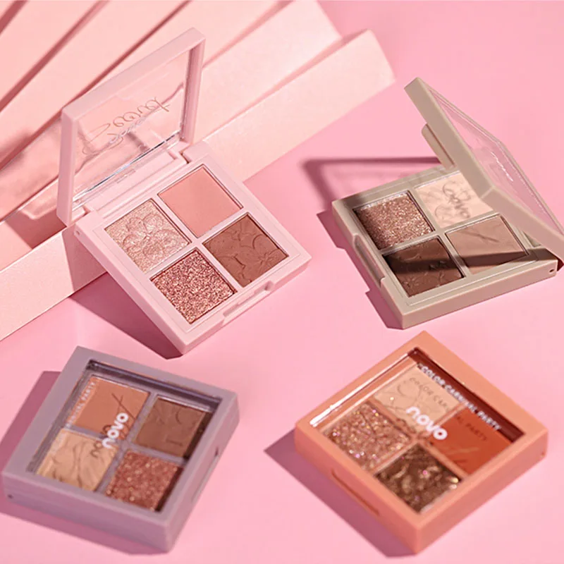 Palette di ombretti a 4 colori: toni opachi e morbidi, lunga durata, trucco occhi, fard, contorni completi e tridimensionali