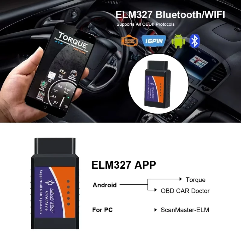 Latest ELM327 WIFI/BT OBD2 Scanner Bluetooth/WiFi OBD Car Diagnostic Tool Tester for Android /IOS PK Vgate Icar2 Code Reader