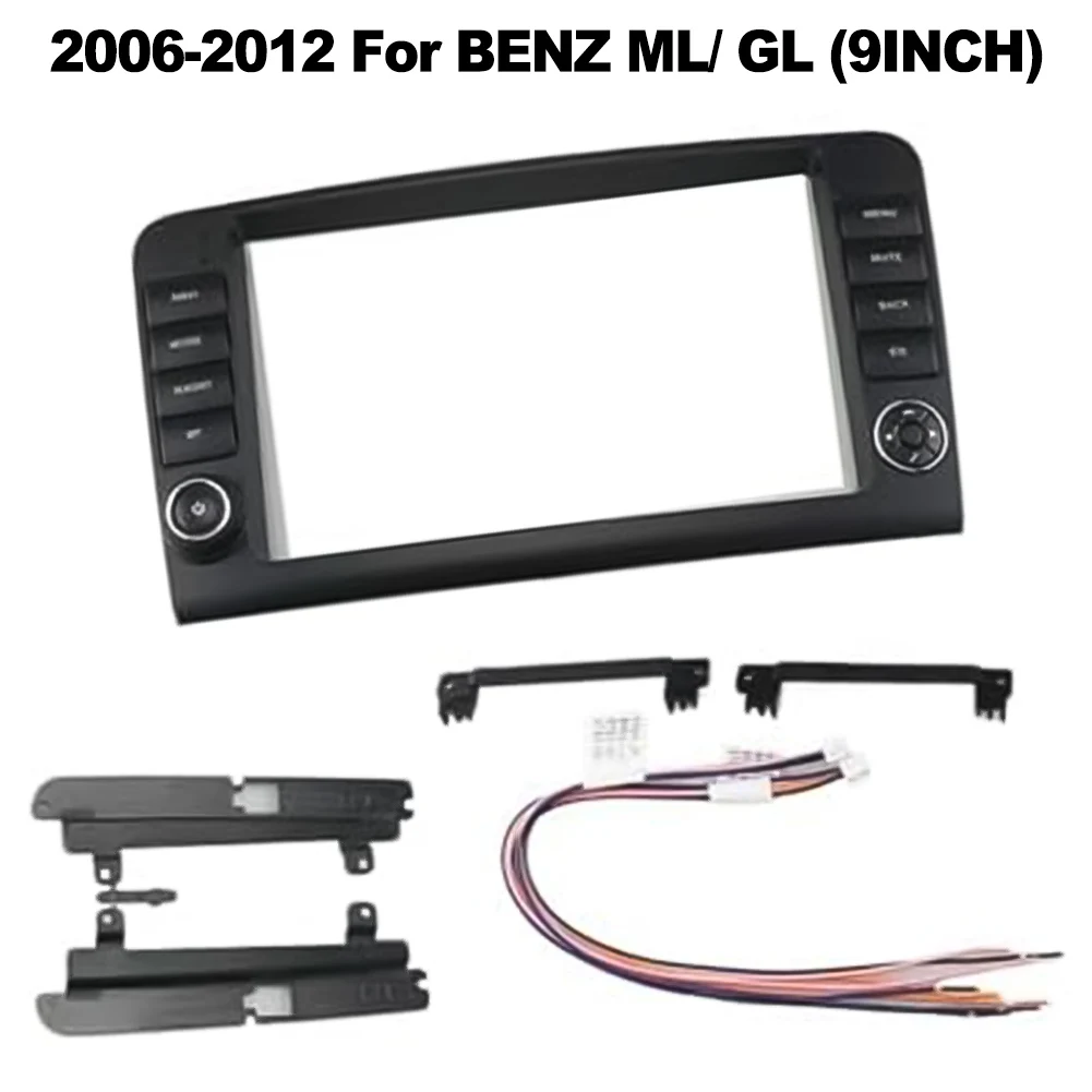 Stereo Audio Panel Frame Kit 9 Inch for Mercedes ML W164 2006 2011 GL Klasse X164 2006 2012 LHD with Wiring Harness and Brackets